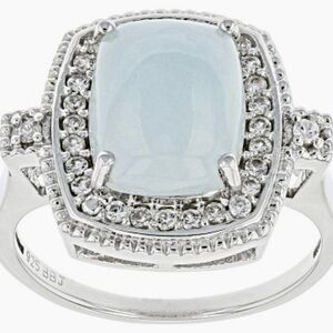 Blue Aquamarine Rhodium Over Silver Ring 0.40ctw Size 7